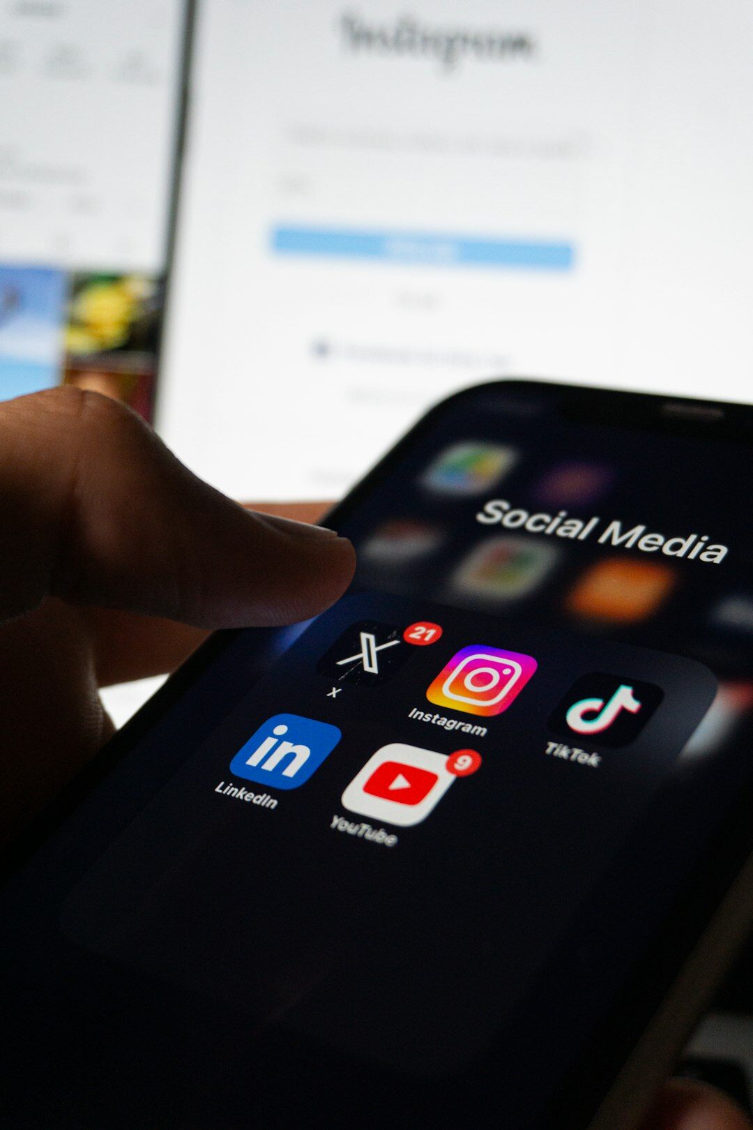 social media marketing on phone