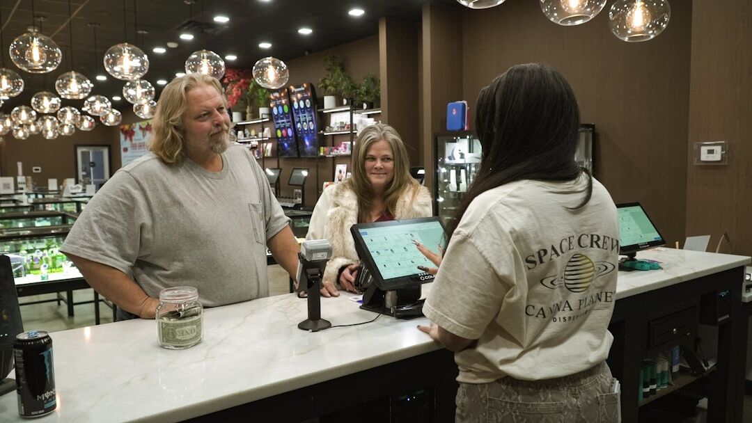 friendly store staff helping customer