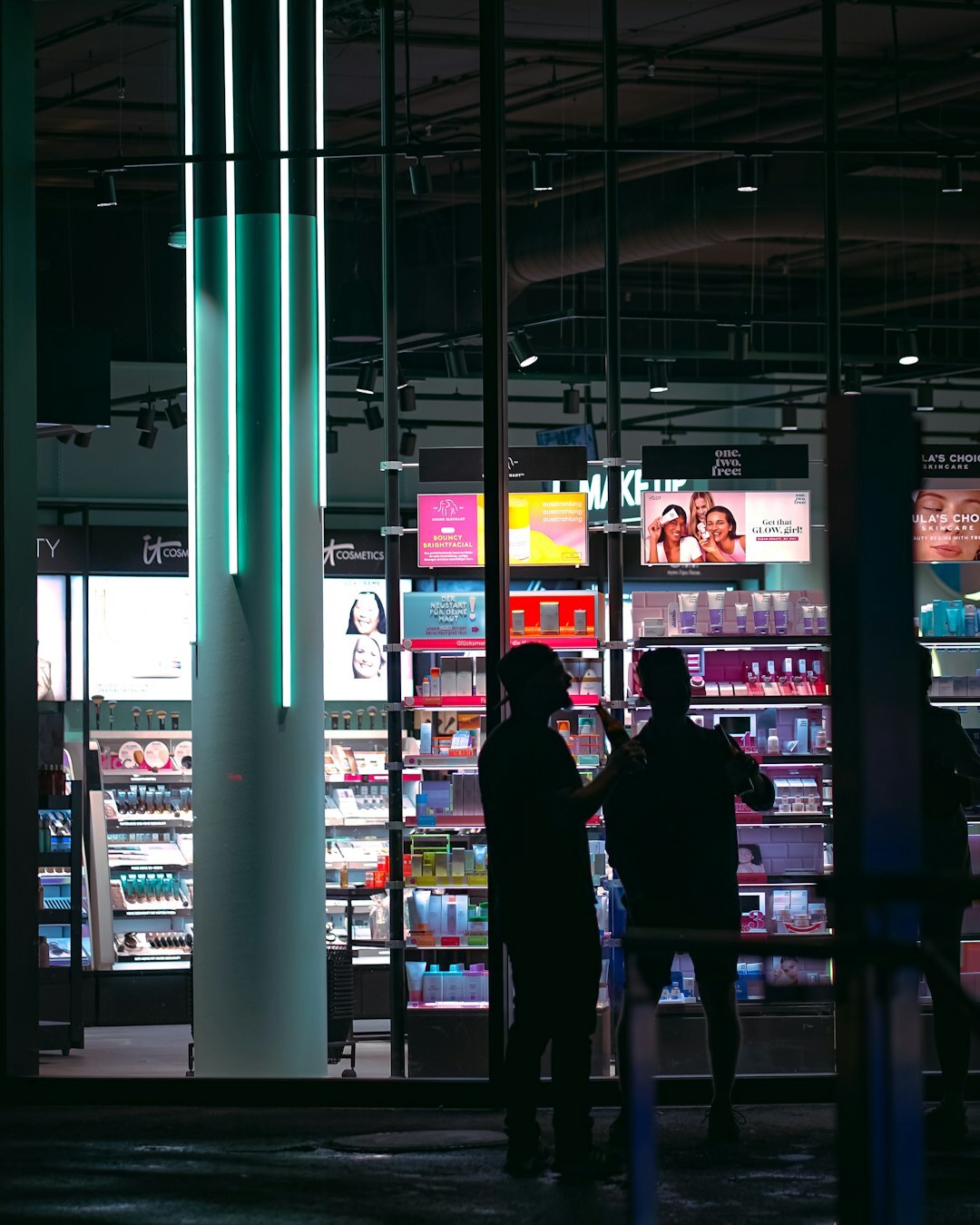 futuristic store with customers